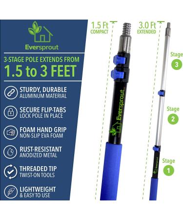 Eversprout Flexible Microfiber Ceiling Fan Duster with Extension Pole - 1.5 to 3 Ft Reach | Bendable, Long Duster for High Ceilings - Cleaning Tool for Any Fan Blade - Buy Online on GoSupps.com