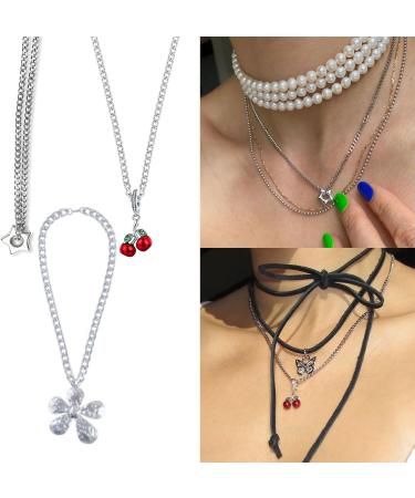 Oralgo's Stylish Star Necklace - Adjustable Collarbone Chain | Personalized Choker with Cherry & Flower Trailer - Perfect Gift! - Buy Online on GoSupps.com