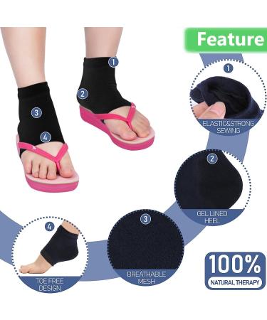 2 Pairs Moisturizing Gel Heel Socks Soft Ventilate Gel Heel Socks Open Toe Socks for Dry Hard Cracked Skin Moisturizing Day Night Care Skin (Black and Pink) 2p Black_pink - Buy Online on GoSupps.com