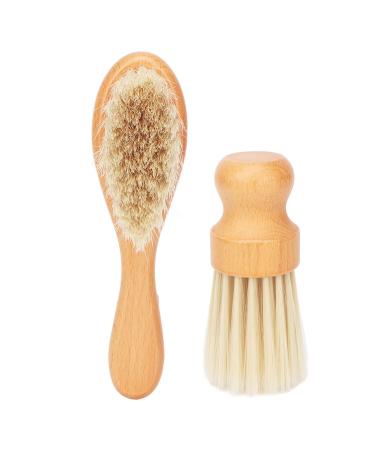 Hairdresser-neck dust brush 2-part neck dust towel for removing loose hair professional soft neck dusty towel with wooden handle comfortable durable hairdressing brush