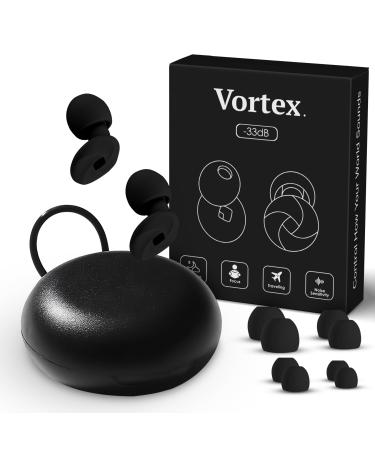 Vortex. Ear Plugs for Sleep Reusable Silicone Hearing Protection Noise Reduction for Sleeping 8 Ear Tips in XS/S/M/L 33db Noise Cancelling for Snoring Flights Concerts and Noise Sensitivity Black