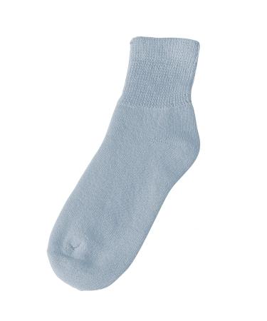 Cotton Sensitive Feet and Diabetic Comfort Socks - Womens (2 Pair Pack) - Blue One Size Blue