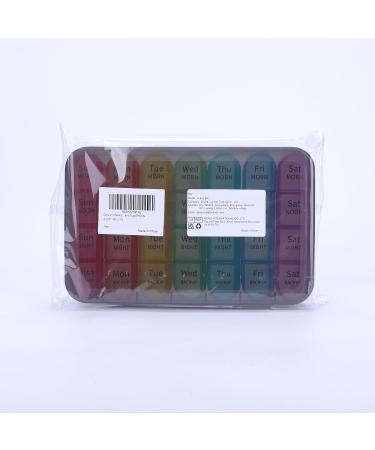 Doruimi Weekly Pill Box Organizer - Small 7 Day 4 Times A Day with 28 Compartments - Ideal for Medication, Vitamins, and Supplements - Black/Rainbow - Buy Online on GoSupps.com