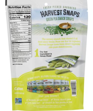 Harvest Snaps Green Pea Snack Crisps - Lightly Salted, Baked Veggie Snack with Plant Protein & Fiber - 3.3 oz Bag (Pack of 12) - Buy Online on GoSupps.com