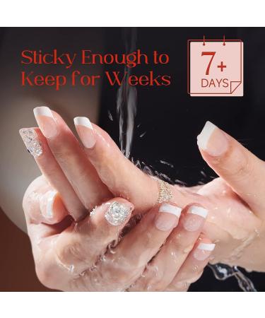 LitBear French Manicure Press On Nails Kit - 60 Pcs, Pre-Applied Jelly Glue, Salon-Quality Results in Minutes, Long-Lasting, 12 Sizes for Women - Buy Online on GoSupps.com