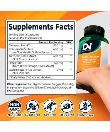 Divinity Nutra Turmeric Curcumin with Black Pepper | Turmeric Complex Supplement 1425mg | Non-GMO Gluten Free | 120 Capsules - Buy Online on GoSupps.com