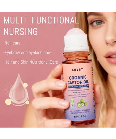 Organic Castor Oil Roll On - Rose Quartz Roller Ball for Face & Body, Skin & Hair Moisturizer, Glass Bottle, Pure & Natural, Cold-Pressed (1) - Buy Online on GoSupps.com