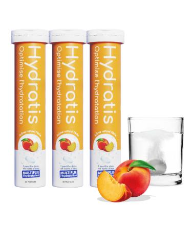 HYDRATIS - Pastilles Effervescentes P che - Optimise l'Hydratation - Riche en Min raux - Faible en Sucre - Go ts L gers - Sport Crampes R cup ration - 60 Pastilles