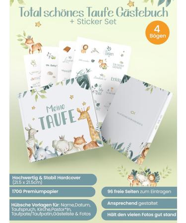 High-Quality Guest Book for Baptism - Perfect Gift for Young Girls & Godchildren | 96 Pages for Photos & Congratulations | Elegant Baptism Decoration in Blue - Buy Online on GoSupps.com