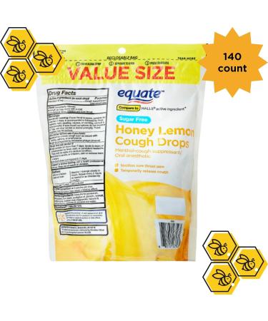 Cough Drops Sugar Free Honey Lemon Equate 140 Count (Pack of 01) Dietary Supplement + me Gusta Sticker - Buy Online on GoSupps.com