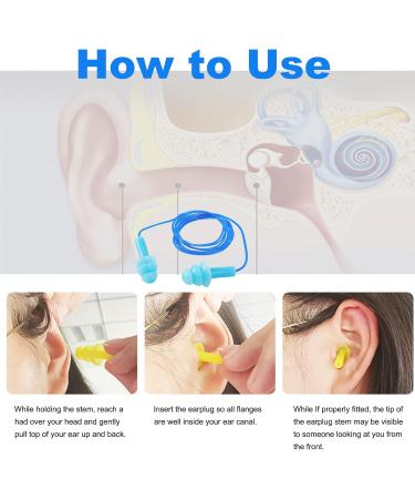 6 Pieces Silicone Earplugs with Rope - Soundproof & Swimming Earplugs for Hearing Protection - Noise Reduction with Storage Box - Buy Online on GoSupps.com