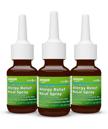 Amazon Basic Care Fluticasone Propionate Nasal Spray 50mcg - 24-Hour Allergy Relief (3 Pack) - Buy Online on GoSupps.com