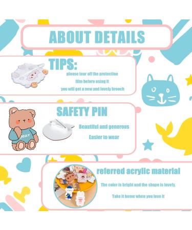 60 Pcs Aesthetic Acrylic Brooch Pins Set for Backpacks, Hats, Jackets - Cute Kawaii Design - Perfect Gift for Girls - Buy Online on GoSupps.com