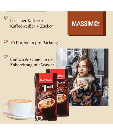 Massimo 1 from 3 instant coffee Moka 160 sticks of 18 g soluble coffee powdered drink with soluble coffee sugar and coffee powder - Buy Online on GoSupps.com