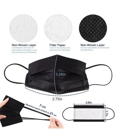 100 Pack Disposable Black Face Masks - Comfortable Ear Loops & Breathable Design - Buy Online on GoSupps.com