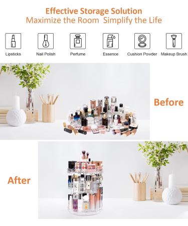 DreamGenius 360 Rotating Makeup Organizer 7-Layer Cosmetic Storage Case | Clear Acrylic Display for Jewelry, Brushes & Lipsticks - Buy Online on GoSupps.com