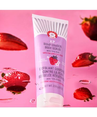 First Aid Beauty KP Bump Eraser Body Scrub - 10% AHA Exfoliating Skin Cleanser for Keratosis Pilaris Strawberry Scent 2 oz - International Shipping Available - Buy Online on GoSupps.com