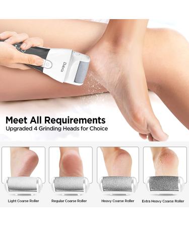 Electric Rechargeable Callus Remover with Led Screen - 2 Speeds & 4 Roller Heads for Cracked Heels - Large Capacity Foot File for Calluses and Hard Skin - Buy Online on GoSupps.com