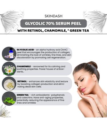 70% Glycolic Acid Serum Peel with Retinol & Chamomile - Anti-Aging Wrinkle & Acne Scar Treatment 1oz AHA for Collagen Boost - Buy Online on GoSupps.com