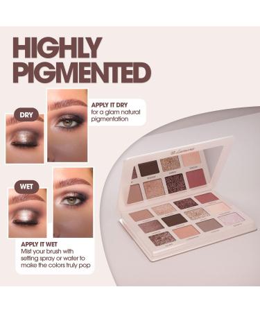 Lamora Nude Eyeshadow Palette - 12 Neutral Pigmented Matte & Shimmer Makeup Shades - Travel Size Eye Shadow With Mirror Nude Neutral Natural - Buy Online on GoSupps.com