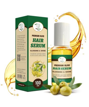 Olive Oil Hair Serum - Smoothing Gloss with Olive Oil & Vitamin E - For Frizzy Dry Damaged Hair - Supports Shine Softness and Manageability - Lightweight Anti-Frizz Formula - 100ml
