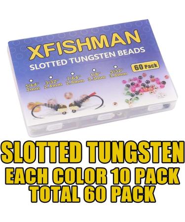 XFISHMAN Tungsten Slot Beads Fly Tying Assortment - 60 Pack 1/8 3.3mm (6 Colors) - Nymph Fly Fishing Materials - Buy Online on GoSupps.com