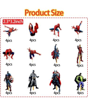 Superheld Cake Topper Set - 48 Avengers Cupcake Decorations for Kids Birthday Parties & Superhero Themes - Buy Online on GoSupps.com
