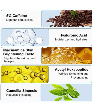 Caffeine Anti-Aging Eye Cream - Reduce Dark Circles Puffiness & Wrinkles | 15ml Eye Repair for Bags & Crow's Feet - Buy Online on GoSupps.com