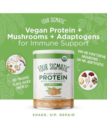 Four Sigmatic Plant-Based Protein with Superfoods - Peanut Butter 1.32 lbs (600 g) | Vegan, Nutrient-Rich Protein Supplement - Buy Online on GoSupps.com