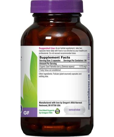 Organic Saw Palmetto Capsules by Oregon's Wild Harvest - 180 Count - Buy Online on GoSupps.com