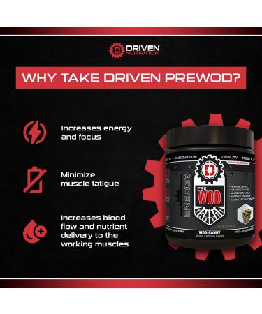 Driven PREWOD Energy Drink Powder  50 Servings - Pre-Workout Supplement with Caffeine & Beta-Alanine - Energy  Focus  Strength  & Endurance for High-Intensity Training & Weight Lifting - WOD Candy Wod Candy 50 servings - Buy Online on GoSupps.com