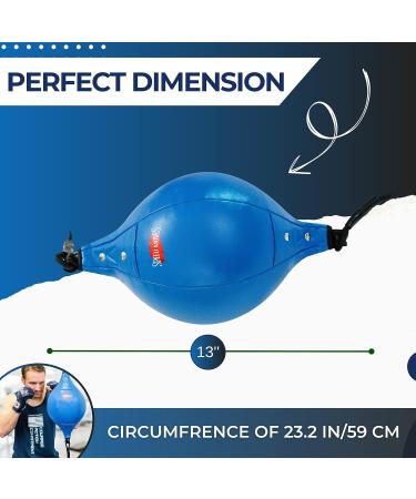 Blue PU Leather Double End Bag for Boxing | Fully Adjustable Cords | Quiet Punch Doorway Punching Bag with Air Pump | Installation Hooks & Manual Included - Buy Online on GoSupps.com