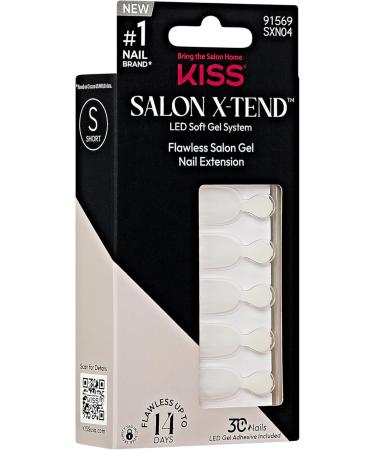 KISS Salon X-tend Press On Nails Nail Glue included Keep It light White Short size Oval shape 34 Ct. - Buy Online on GoSupps.com