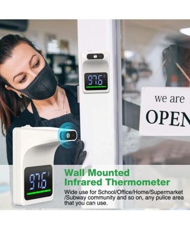 GEKKA Wall Mounted Infrared Forehead Thermometer - Non Contact Digital Wall Thermometer for Adults - LCD Display, Fever Alarm, Accurate Instant Reading - Ideal for Offices, Schools, Factories - White - Buy Online on GoSupps.com