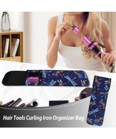 Large Capacity Dragonfly Print Curling Iron Organizer Bag - Heat Resistant Multi Pocket Storage for Curling Irons & Straighteners - Buy Online on GoSupps.com