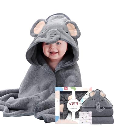ZXK CO Hooded Baby Bath Towel with Elephant Hood | Absorbent Baby Towel & Flannels Blanket Set | Personalised Baby Gifts - Buy Online on GoSupps.com
