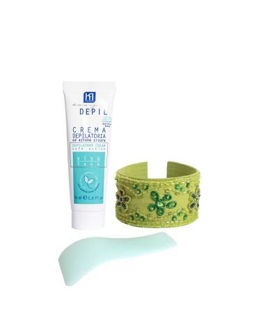 HP HEALTH PRODUCTS EASY DEPIL Easy Depil Facial Hair Removal Cream Kit (Speckles Cheeks Chin Eyebrows) 50ml + Arabesque Bracelet Fast Easy to Use Effective Safe with Softening Vegetable Protein Smooth Skin.