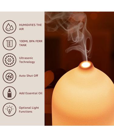 Gooamp 100ML Ceramic Aromatherapy Diffuser with 7 Color Lights - Wood Grain Base - Auto Shut Off - Ideal for Home, Office, and Room - 0.5/1/2/ON hrs Working Time - Buy Online on GoSupps.com