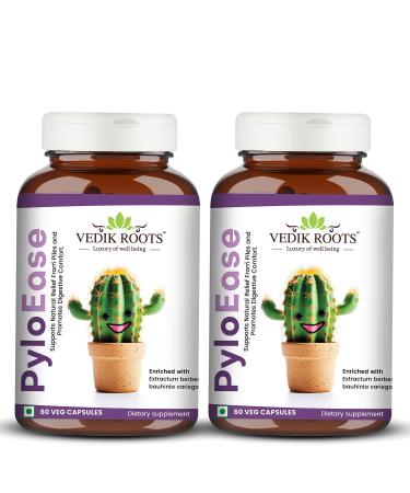 PyloEase Hemorrhoid Relief | Natural Support for Discomfort | Promotes Comfort & Healing | 60 Vegetarian Capsules (120 Pack of 2) Pack of 2 120