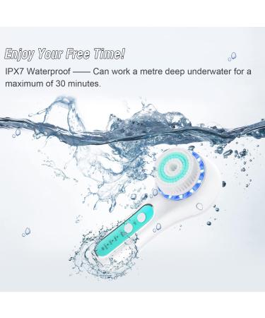 FreeBreath Facial Cleansing Brush - IPX7 Waterproof Face Scrubber with 3 Speed Modes | 5 Brush Heads for Cleansing and Exfoliating | Removes Blackheads | Fully Rechargeable | Fresh Green - Buy Online on GoSupps.com