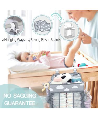 Mloong Diaper Caddy Hanging Organizer for Changing Table - Nursery Diaper Holder for Crib, Car - Diaper Stacker for Newborn Baby Boy & Girl - Light Grey - Buy Online on GoSupps.com