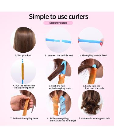 30 Pcs Spiral Hair Curlers Styling Kit - No Heat, Heatless Curls - 17.7 Inch (Assorted Colors) - Buy Online on GoSupps.com