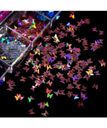 Nail Glitter Sequins Butterfly Pearl Nail Art Flakes Manicure Nail Supplies 12Color 1Box Nail Glitter Sequins - Buy Online on GoSupps.com