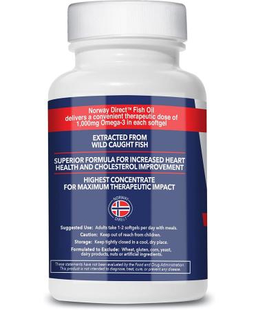 Norway Direkt Omega-3 Fish Oil 3000mg Concentrate | 1060mg EPA 740mg DHA | Pharmaceutical Grade (180 Softgels) - Buy Online on GoSupps.com