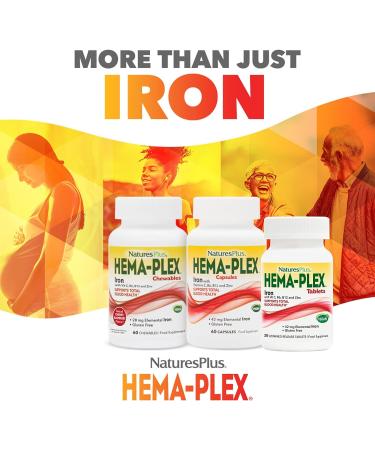 NaturesPlus Hema-Plex Iron 85mg Slow-Release Tablets with Vitamin C & Bioflavonoids - Vegan & Gluten Free - 30 Servings - Buy Online on GoSupps.com