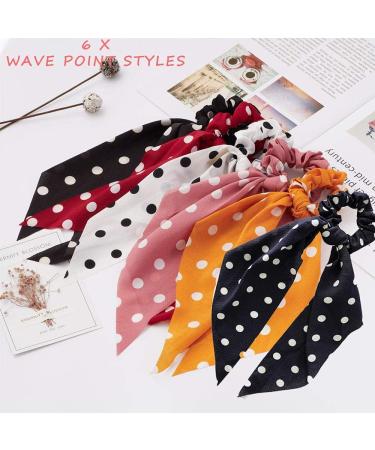 Hair Scarf Scrunchies Bow Scrunchies for Hair Chiffon Floral Scarf BowPonytail Holder for Women Girls (dial point) - Buy Online on GoSupps.com