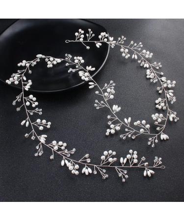 Bride Hair Headband Wedding Hair Vine Pearl Bride Hair Piece Crystal Bridal Hair Accessories for Prom Festival Women and Girls - Buy Online on GoSupps.com