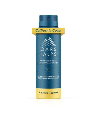 Oars + Alps Spray Deodorant for Men and Women Aluminum Free Deodorant and Full Body Spray California Coast California Coast 3.4 Fl Oz (Pack of 1)