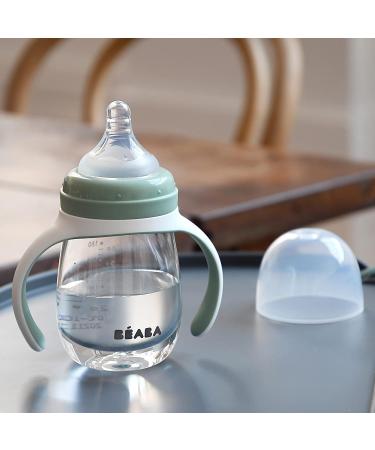 BEABA 2-in-1 Baby Bottle to Training Sippy Cup 7 oz (Sage) - Spill Proof, Baby Bottle Nipple and Soft Silicone Sippy Spout for Toddlers - Buy Online on GoSupps.com