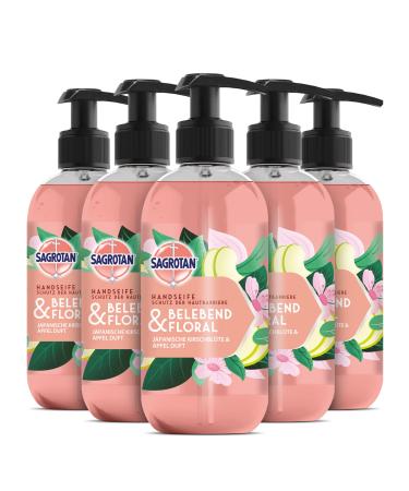 Sagrotan Sagrotan Invigorating and Floral Hygienic Soap - Moisturizing Liquid Soap with Floral Scent - 5 x 300ml Hand Soap